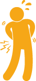 Pictogramme d’un bonhomme présentant des zones de douleur, symbolisant la récupération et la prévention des blessures en CrossFit
