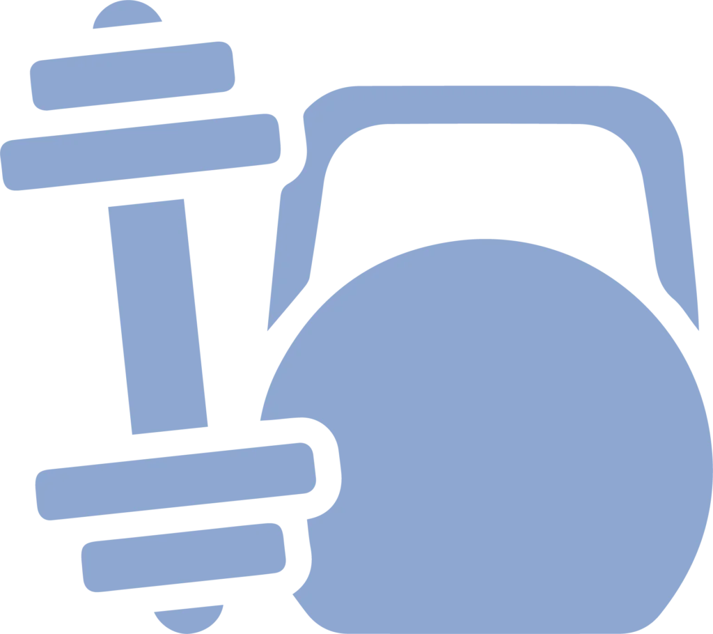 Pictogramme représentant une dumbbell et une kettlebell, symbolisant le renforcement musculaire et l’entraînement fonctionnel en CrossFit