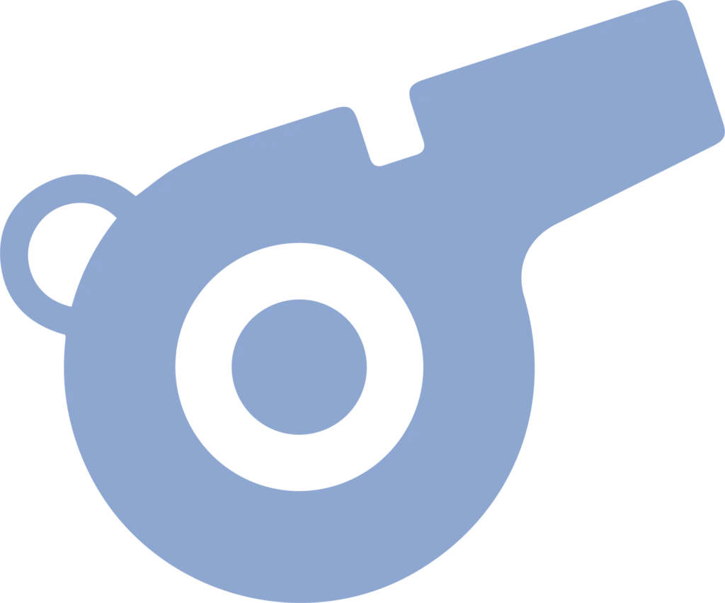 Pictogramme représentant un sifflet, symbole du coach et de l’encadrement sportif en CrossFit